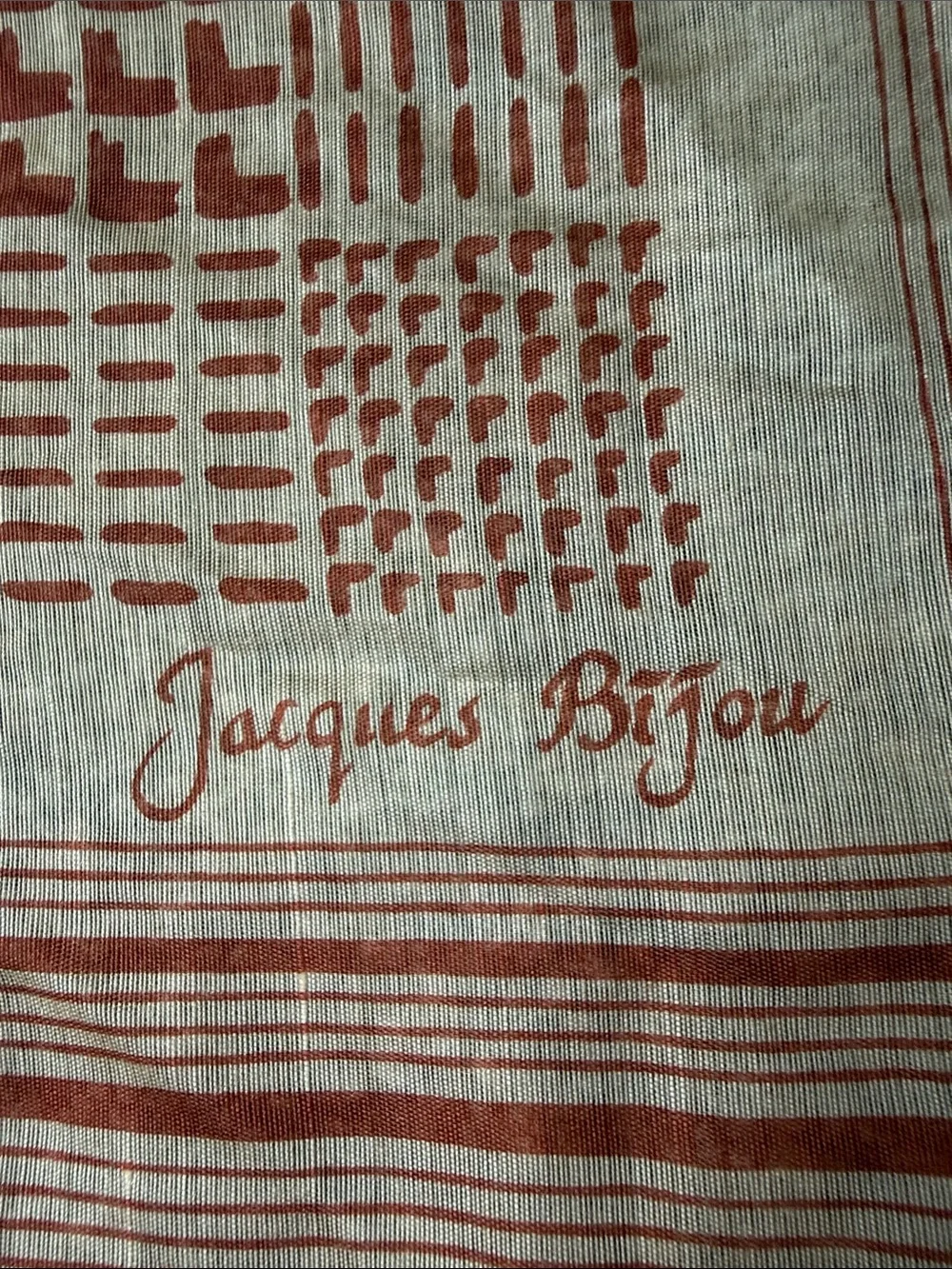 Vintage Jacques Bijou Scarf – Geometric Abstract Print